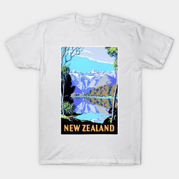 Vintage Travel Poster New Zealand T-Shirt by vintagetreasure